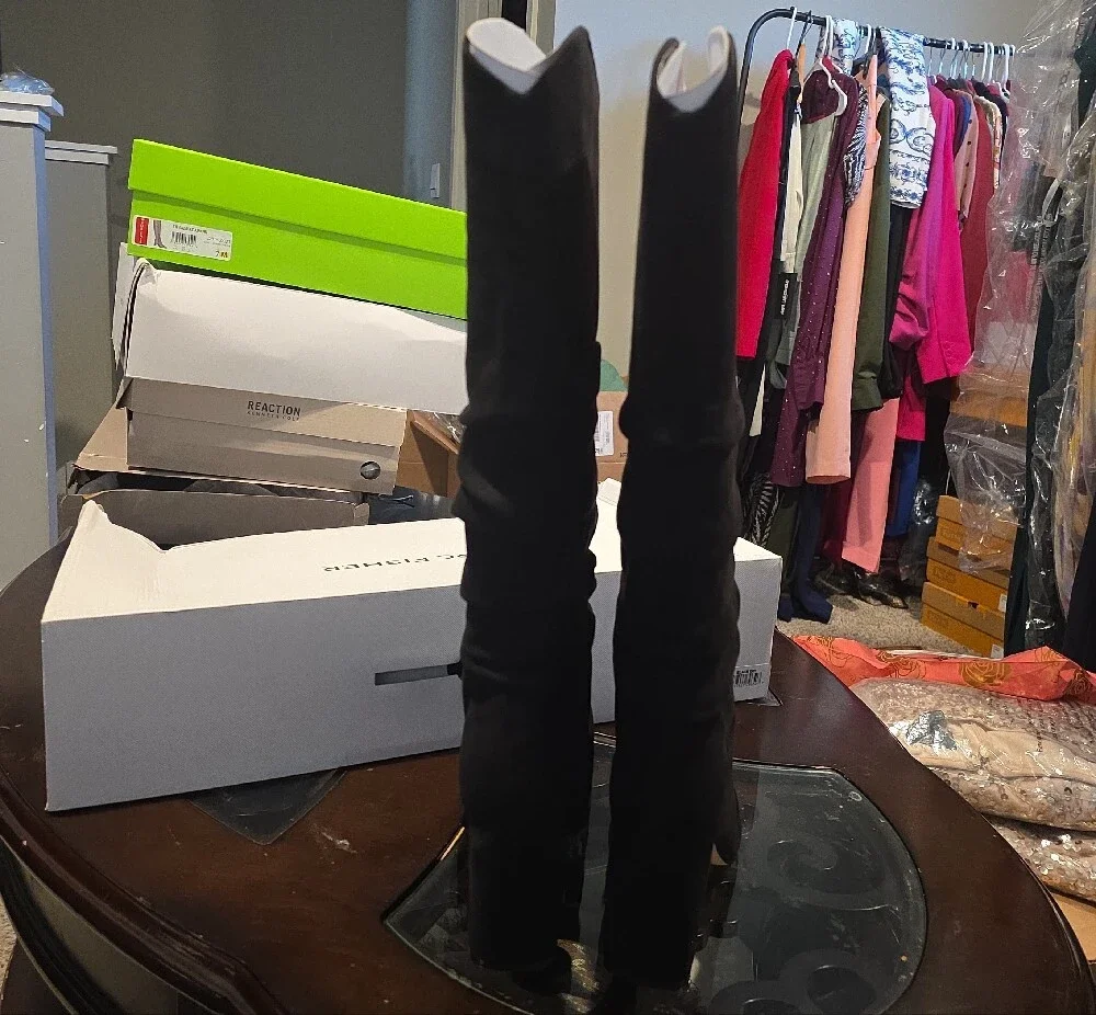 Marc Fisher Black Over-the-Knee Pointed Toe Stretch Boots